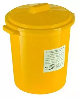 Бак "МедКом" МК-03 объем 20,0л, для сбора, хранения и перевозки медицинских отходов, класс Б, многоразовый с крышкой