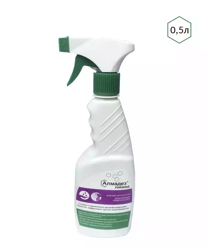 Алмадез - Ликвид объем 0,5л, с триггером, кожный антисептик и дезинфектант для поверхностей (готовый раствор)