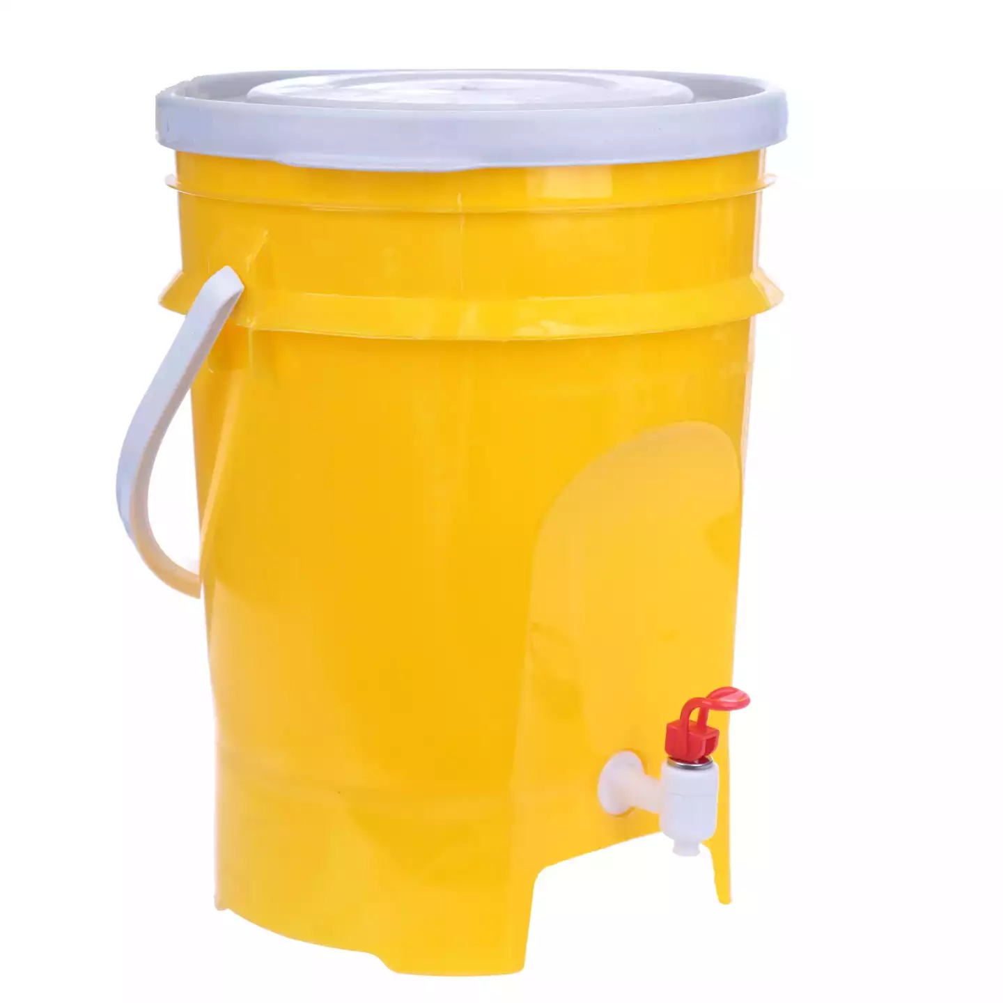 Бак ( ЭМ-контейнер) объем 15,0л, для дезинфекции отработанных медицинских материалов с краном для слива дез. растворов, с крышкой, класс Б (желтый)