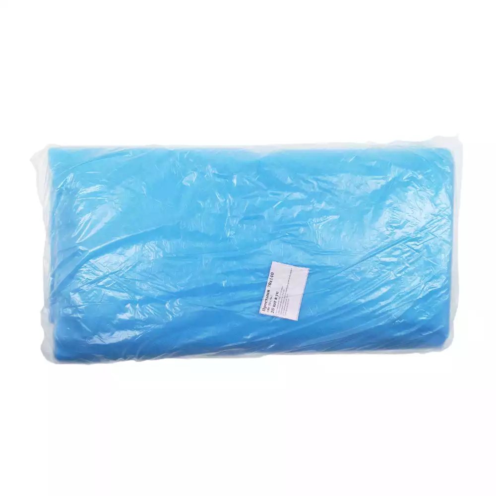 Простыня 140*70см, материал СМС 20г/м2, нестерильная, голубая