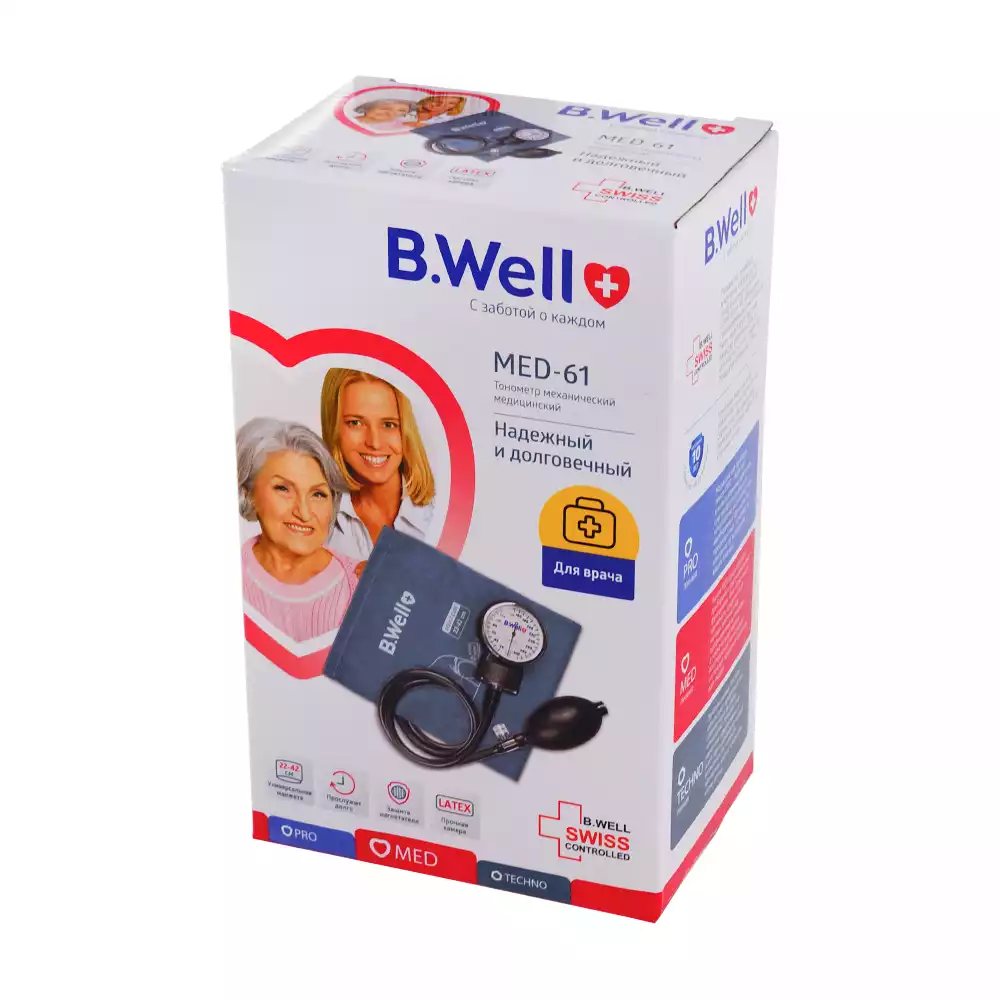 Тонометр B.Well MED-61 механический с профессиональной манжетой M-L 22-42cм, без стетоскопа, с поверкой
