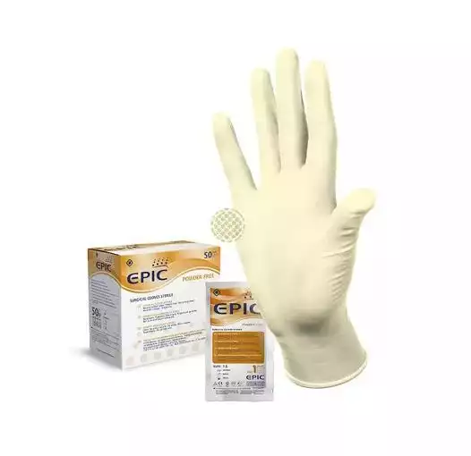 Перчатки EPIC SG PF хирургические, размер 6,0, латексные, неопудренные, текстурированные, стерильные, упаковка 50 пар
