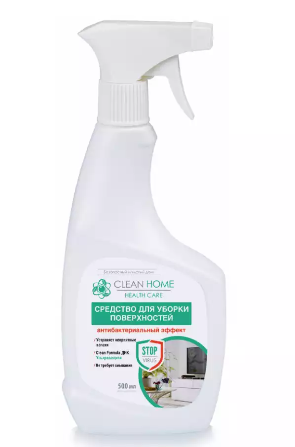CLEAN HOME Средство для уборки поверхностей Антибактериальный эффект 500мл